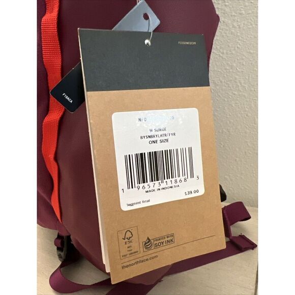 The North Face Surge Laptop Backpack Boysenberry/Fiery Red 31L Large NEW - Picture 5 of 16